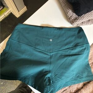Lululemon Athletica Green Athletic Shorts with Wide Waistband and Pockets